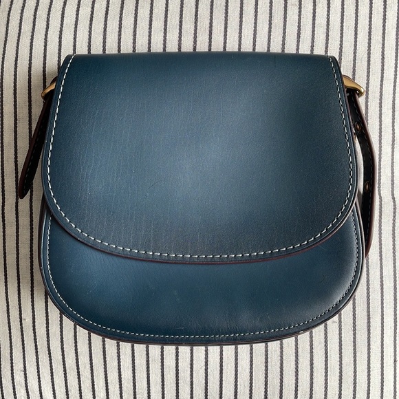 Coach Handbags - Coach 1941 saddle bag classic dark denim. Rare color. Burgundy edge stain w/tag!